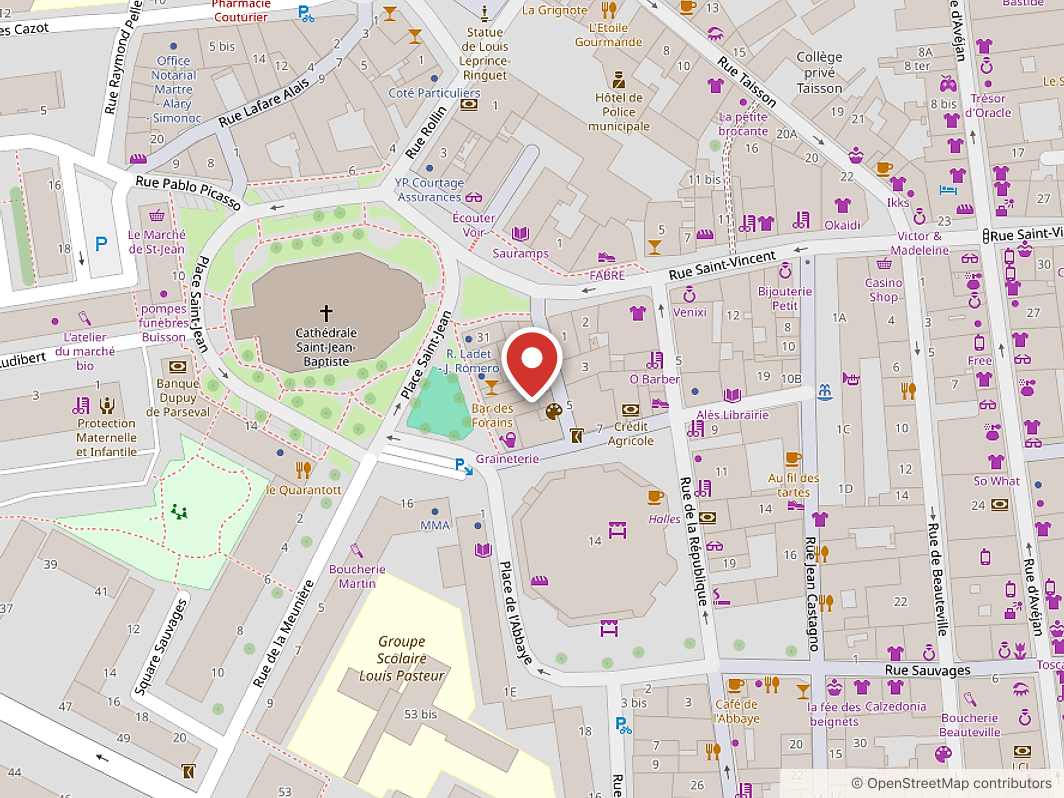 Carte de situation de l’atelier, 8 rue des Mourgues à Alès